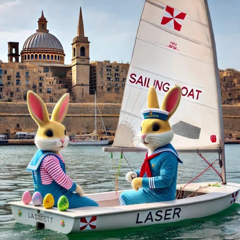 Easter bunnies sailing